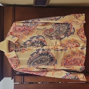 Chico's | Cotton No Iron Floral Paisley Print Long Sleeve Blouse - US Size 16/18